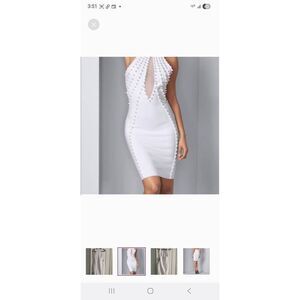 Venus Open Back White Pearl Bodycon  Dress, NWOT, Large